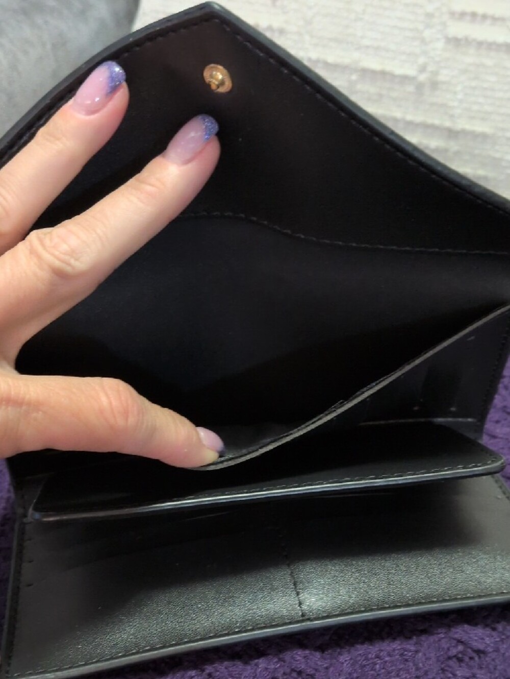 Black & White Monogram Long Envelope Wallet with Gold Snap - Picture 5 of 5